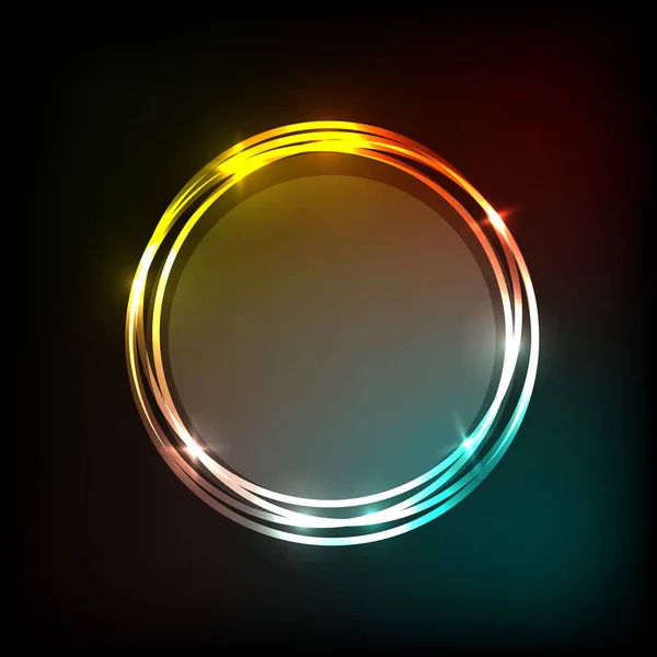 カラフルなネオン円バナー抽象的な背景 — ストックベクタ