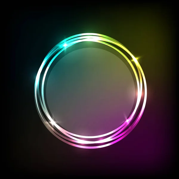 Abstracte achtergrond met kleurrijke neon cirkels banner — Stockvector