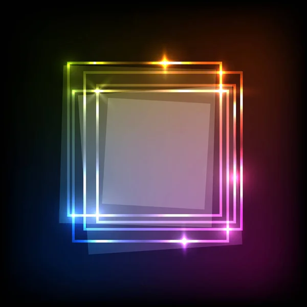 抽象的霓虹灯五颜六色背景与正方形横幅 — 图库矢量图片