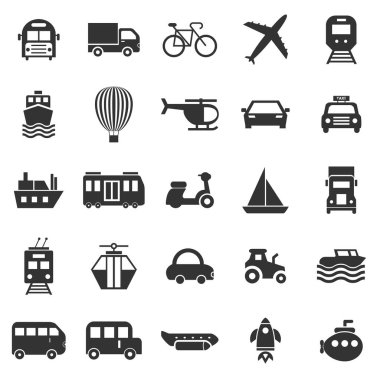 Transportation icons on white background clipart