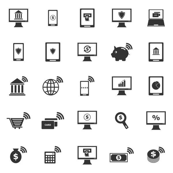 Online banking icons on white background — Stock Vector