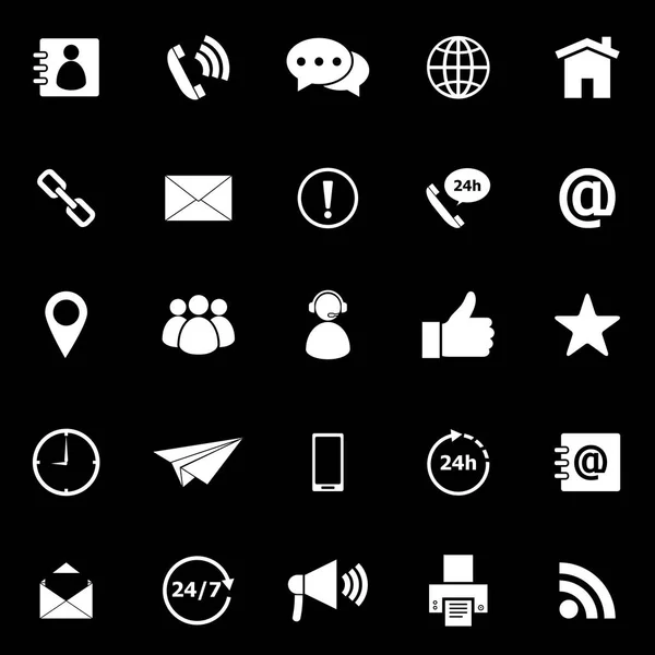 Kontakta oss ikoner på svart bakgrund — Stock vektor