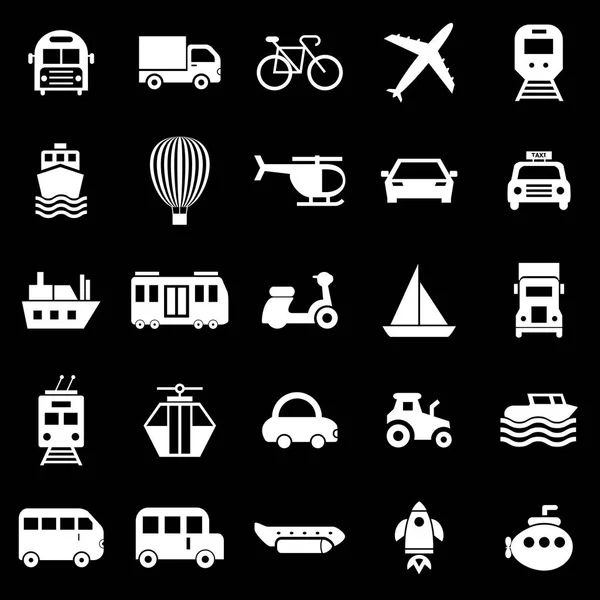 Iconos de transporte sobre fondo negro — Vector de stock