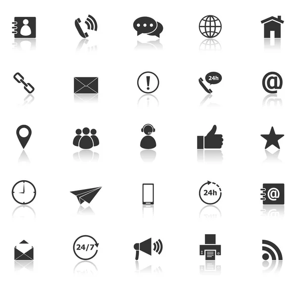Kontaktieren Sie uns Icons mit reflektieren auf weißem Hintergrund — Stockvektor