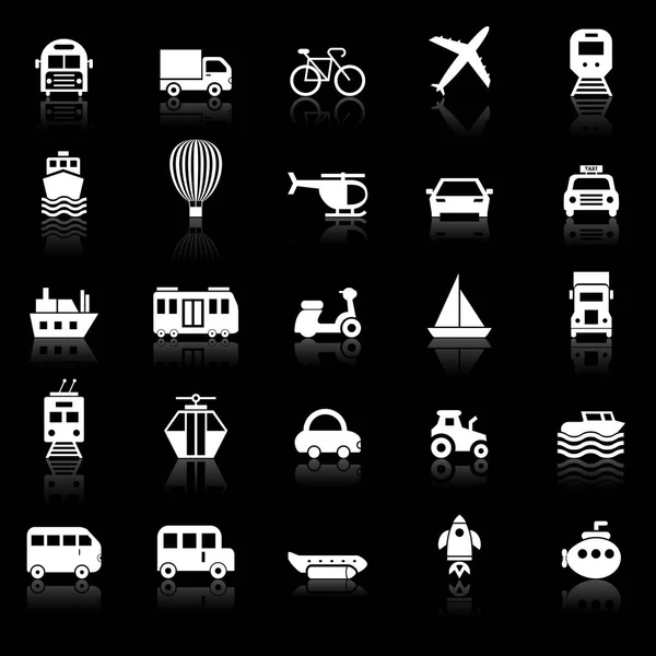 Transport-Symbole mit schwarzem Hintergrund — Stockvektor