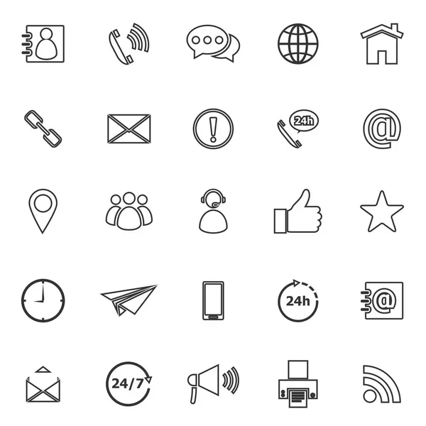 Kontakta oss rad ikoner på vit bakgrund — Stock vektor