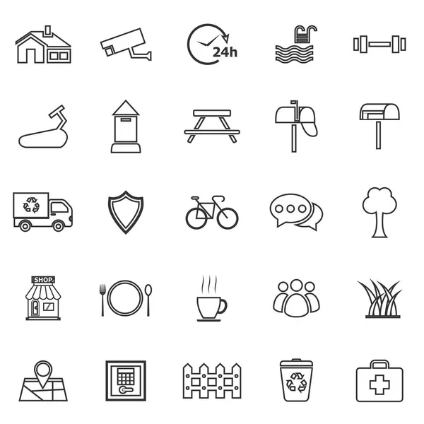 Iconos de línea de pueblo sobre fondo blanco — Vector de stock