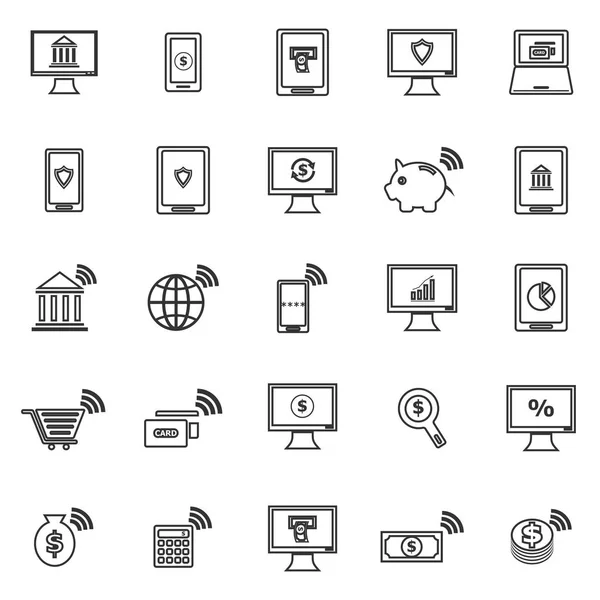 Online-Banking-Symbole auf weißem Hintergrund — Stockvektor
