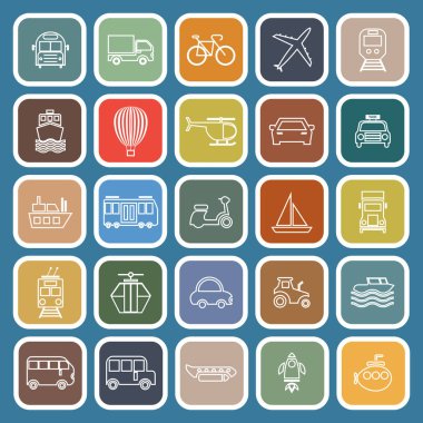 Ulaşım hattı düz simgeleri mavi zemin üzerine