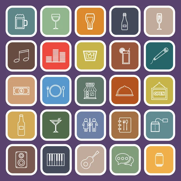 Bar linea icone piatte su sfondo viola — Vettoriale Stock