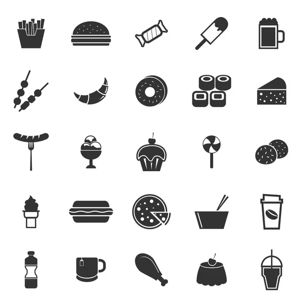 Fast-Food-Symbole auf weißem Hintergrund — Stockvektor