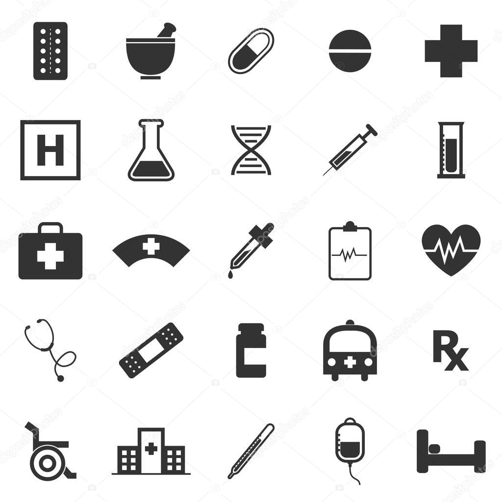 Pharmacy icons on white background