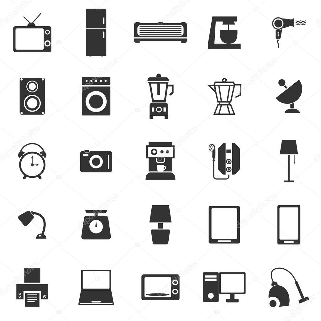 Household icons on white background