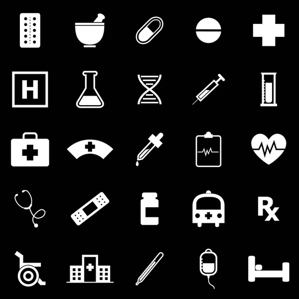 Iconos de farmacia sobre fondo negro — Vector de stock