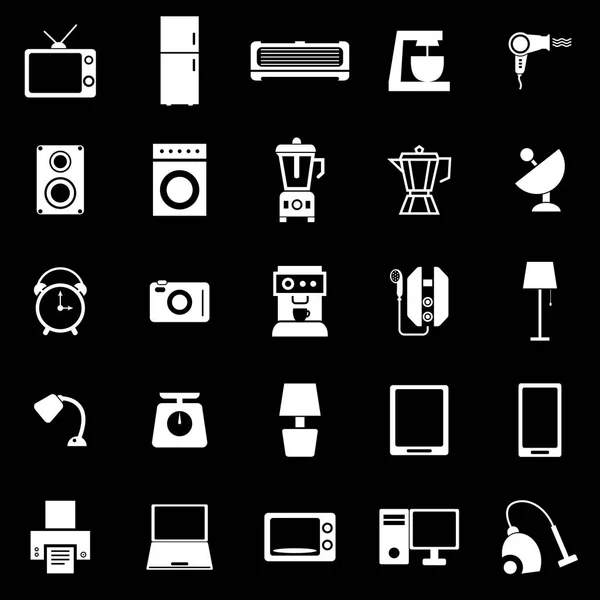 Iconos domésticos sobre fondo negro — Vector de stock