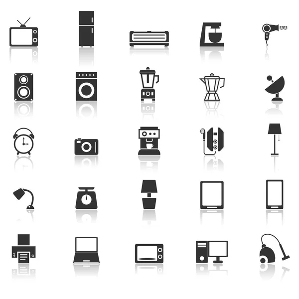 Household icons with reflect on white background — Stock Vector