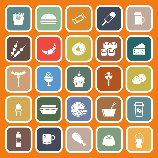 Fast food flat icons on orange background — Stock Vector