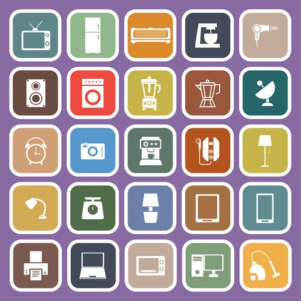 Household flat icons on purple background — Stock Vector