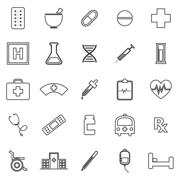 Iconos de línea de farmacia sobre fondo blanco — Vector de stock