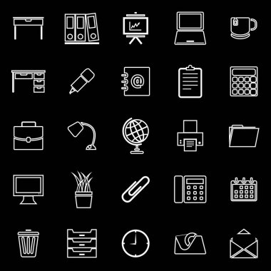 Çalışma alanı satır simgeler siyah arka plan üzerine