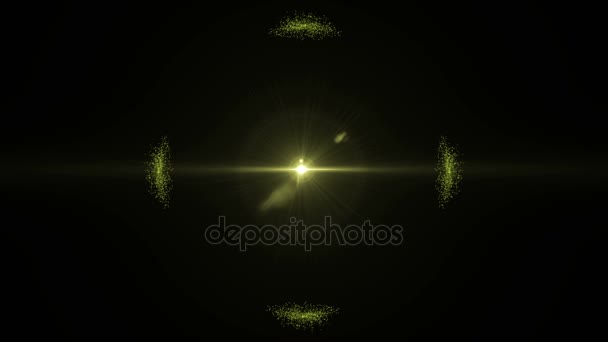 Partículas esfera amarela com flares ópticos — Vídeo de Stock