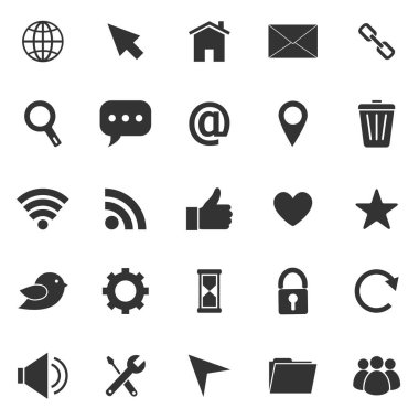 Beyaz arka plan üzerinde web sitesi simgeleri