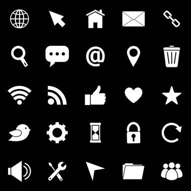 Siyah arka plan üzerinde web sitesi simgeleri