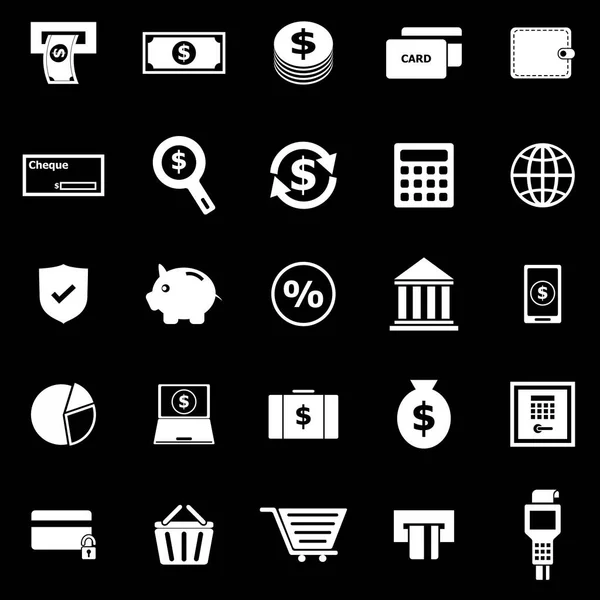 Iconos de pago sobre fondo negro — Vector de stock