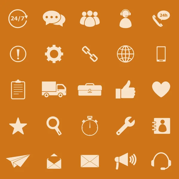 Icônes de couleur de service à la clientèle sur fond orange — Image vectorielle