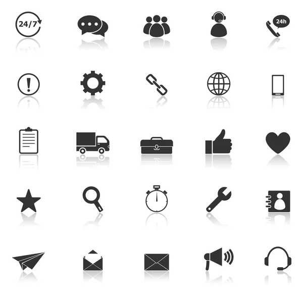 Icônes de service à la clientèle avec réflexion sur fond blanc — Image vectorielle