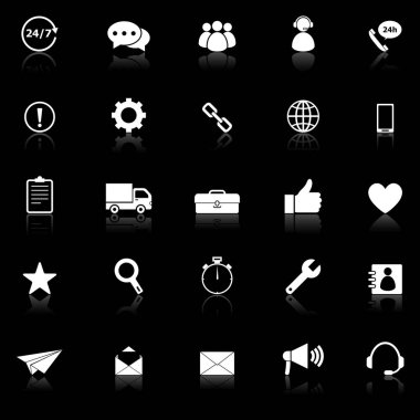 Müşteri hizmeti simgelerini ile siyah arka plan üzerine yansıtmak