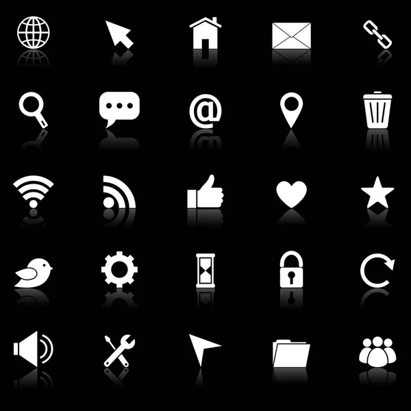 Website icons with reflect on black background — Stock Vector