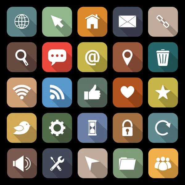 Sitio web iconos planos con sombra larga — Archivo Imágenes Vectoriales