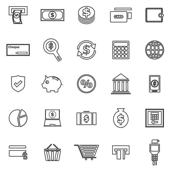 Iconos de línea de pago sobre fondo blanco — Vector de stock