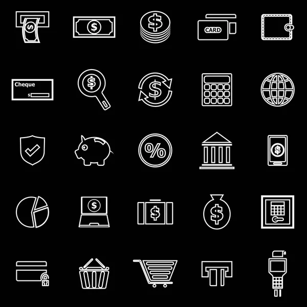 Payment line icons on black background — Stock Vector