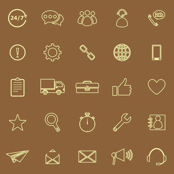 Servizio clienti linea icone a colori su sfondo marrone — Vettoriale Stock