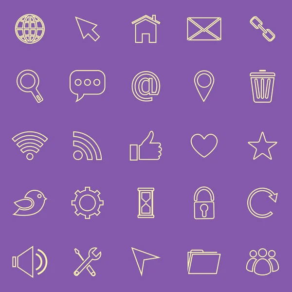Иконки цвета линии сайта на фиолетовом фоне — стоковый вектор