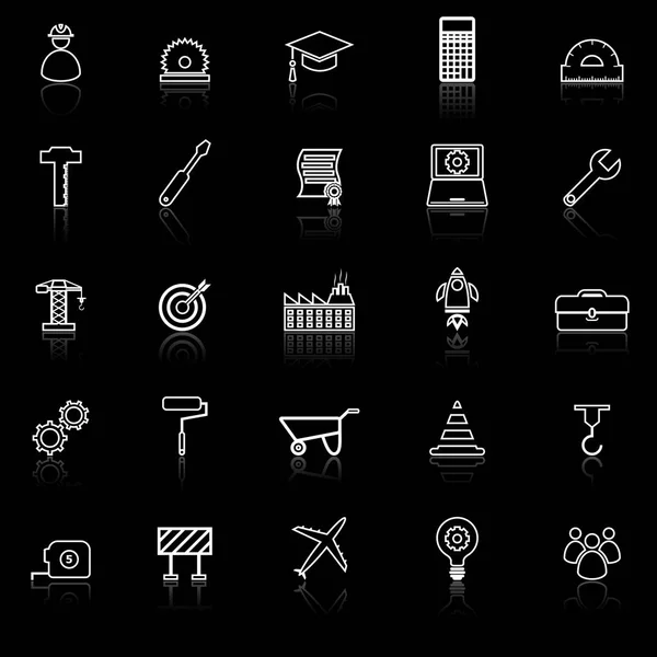 Zeilensymbole der Website mit schwarzem Hintergrund — Stockvektor