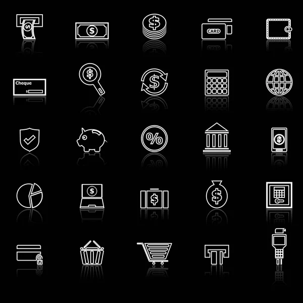 Zeilensymbole der Website mit schwarzem Hintergrund — Stockvektor