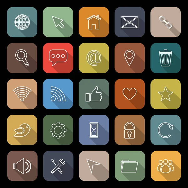 Sitio web iconos planos con sombra larga — Archivo Imágenes Vectoriales