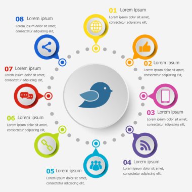 Infographic şablonu ile Sosyal Medya simgeler