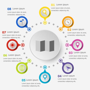 Infographic şablon harita simgeleri ile