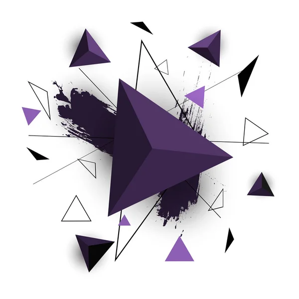 Μωβ τρίγωνο αφηρημένο σε λευκό φόντο — Διανυσματικό Αρχείο