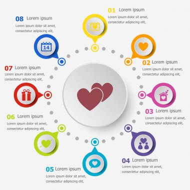 Infographic şablonu ile aşk kutsal kişilerin resmi