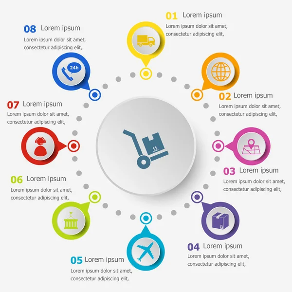 Infographic sjabloon met logistieke pictogrammen — Stockvector