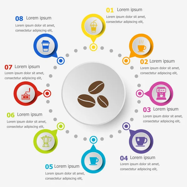Infographic şablonu ile kahve kutsal kişilerin resmi