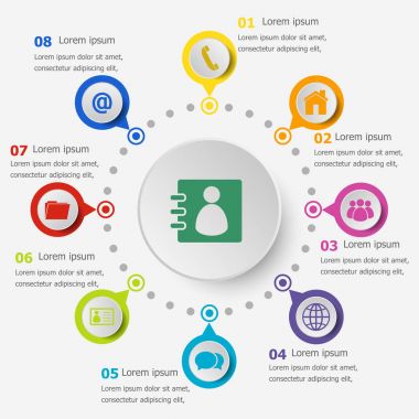 Infographic şablon iletişim simgeleri ile