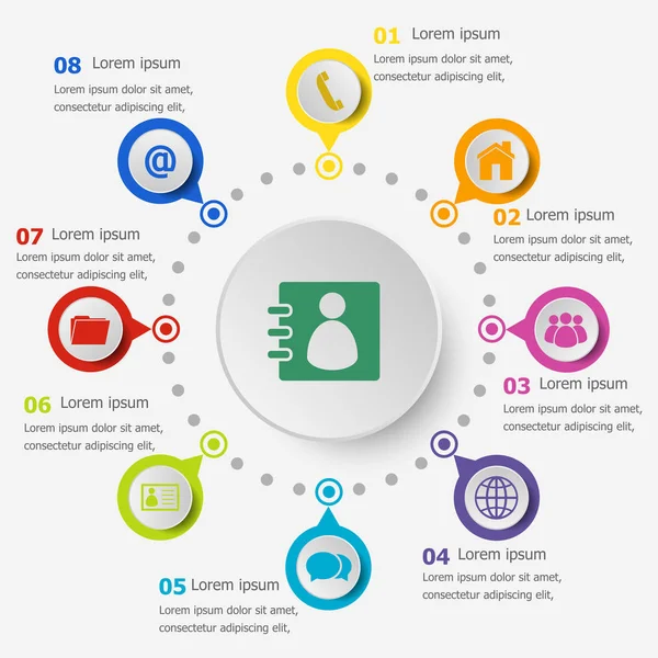 Infographic şablon iletişim simgeleri ile