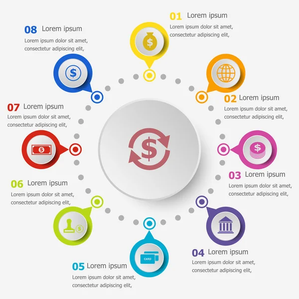Инфографический шаблон с финансовыми иконками — стоковый вектор