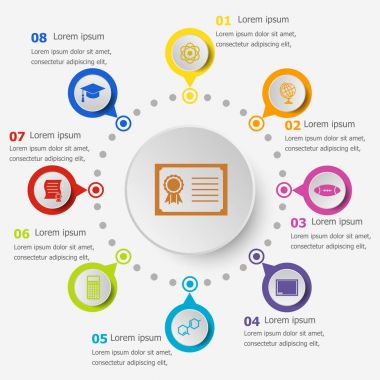 Infographic şablon üniversite simgeleri ile